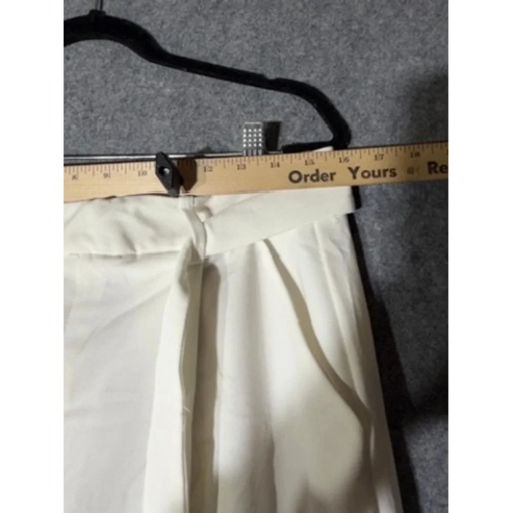 Zara High Rise Wide Leg Trousers White Relaxed Fit Pants Size L NEW Quiet Lux - Picture 5 of 9